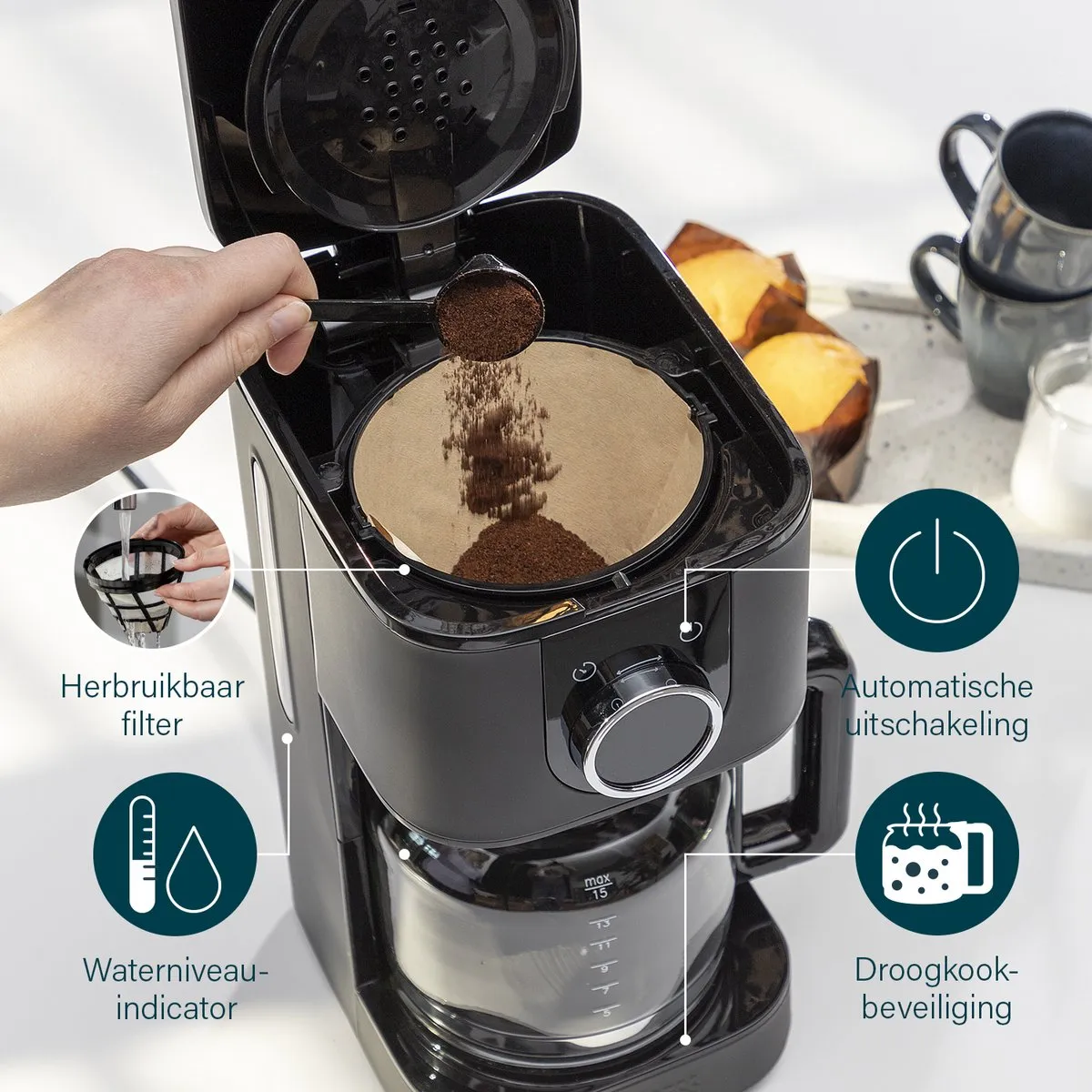 Princess 246060 Koffiezetapparaat 15 Koppen - 1.5L - Zwart