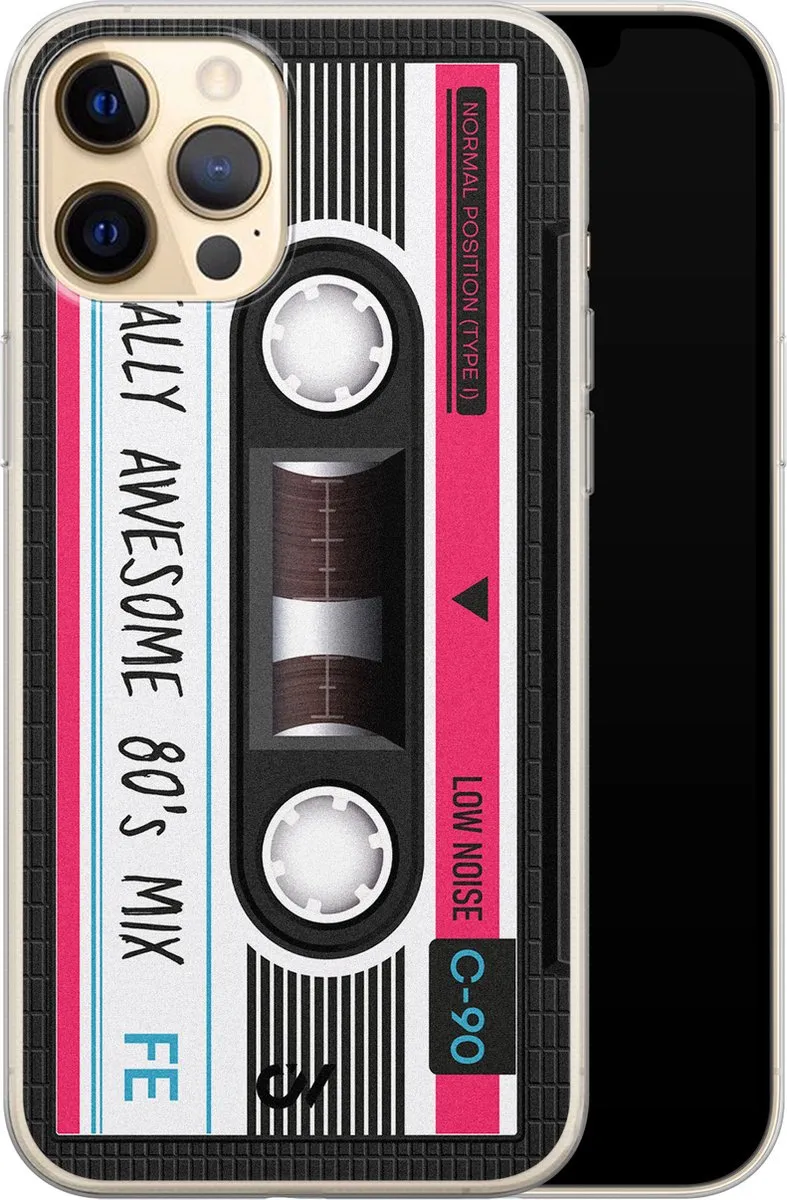 Casevibes Hoesje iPhone 12 Cassette - Zwart