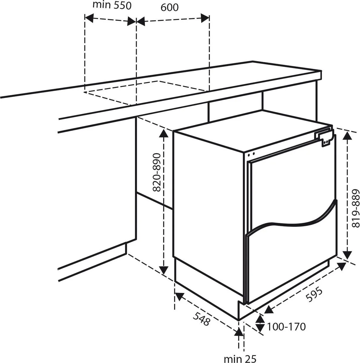 Inventum IKV0821D Onderbouw Koelkast 115L - Wit