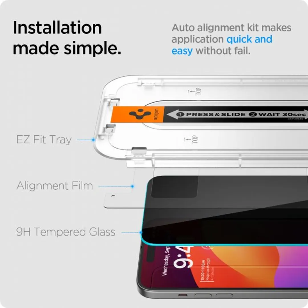 Spigen Glas.TR EZ Fit Privacy iPhone 15 Plus - afbeelding 5 van 6