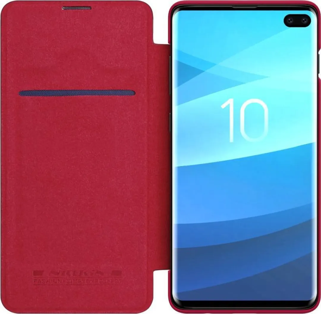Nillkin Qin PU Boekhoesje Rood - Samsung Galaxy S10+ - afbeelding 4 van 4