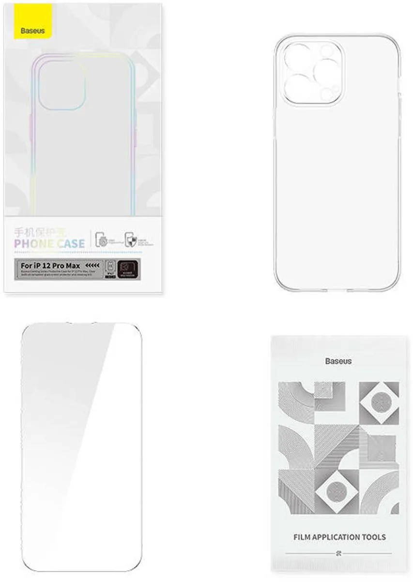 Baseus Hoesje met Gehard Glas voor iPhone 12 Pro Max - Zwart - afbeelding 2 van 6