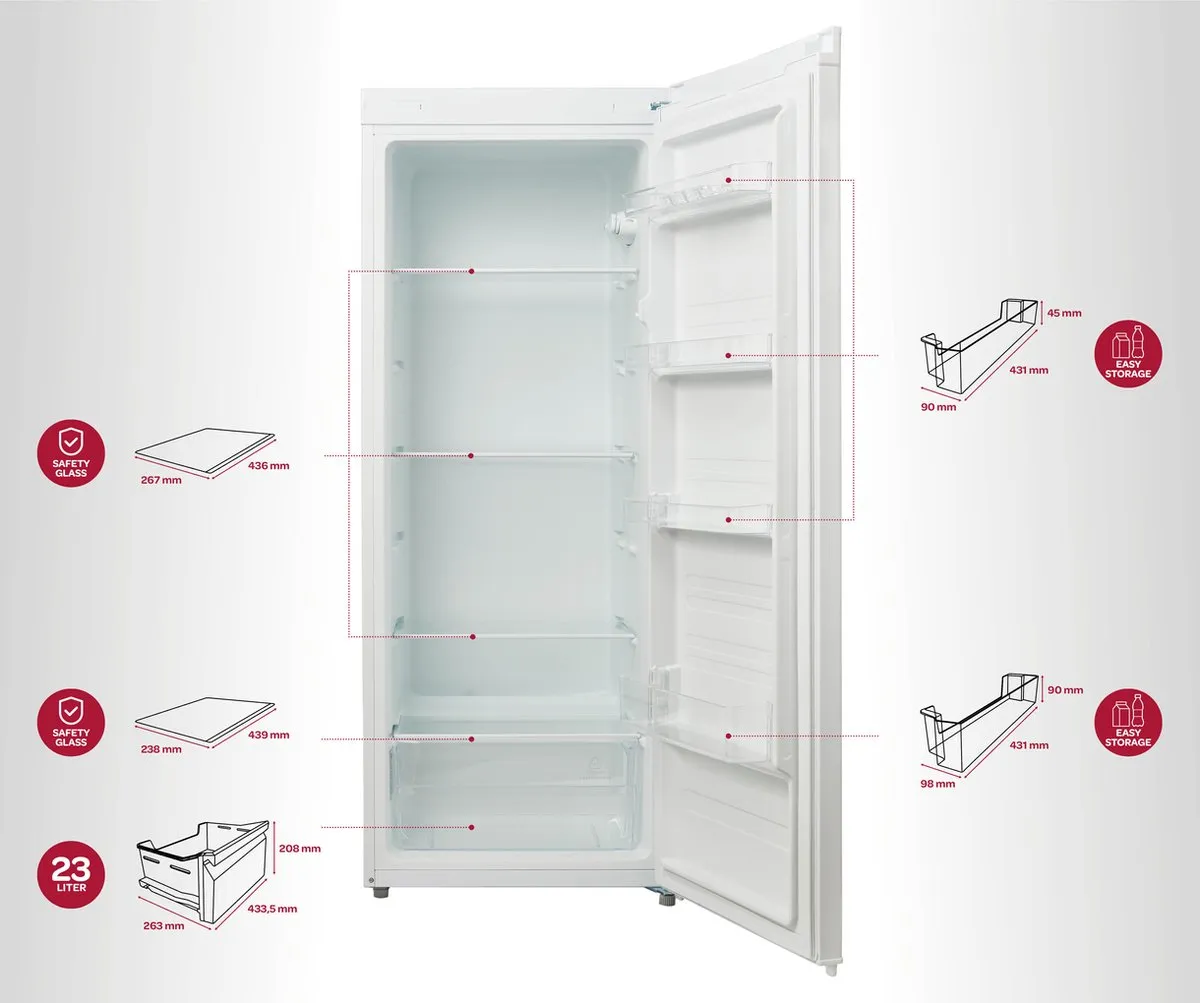 Inventum KK1420 Koelkast 230L - 142cm Wit