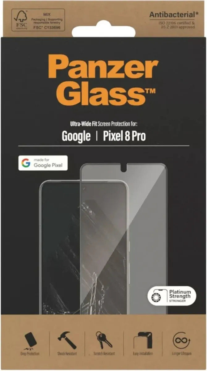 PanzerGlass PZ-4781 Screenprotector Google Pixel 8 Pro - Zwart