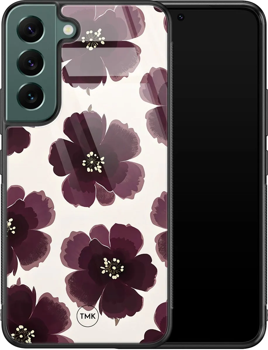 Casevibes Samsung Galaxy S22 Hoesje - Paars Burgundy Flowers