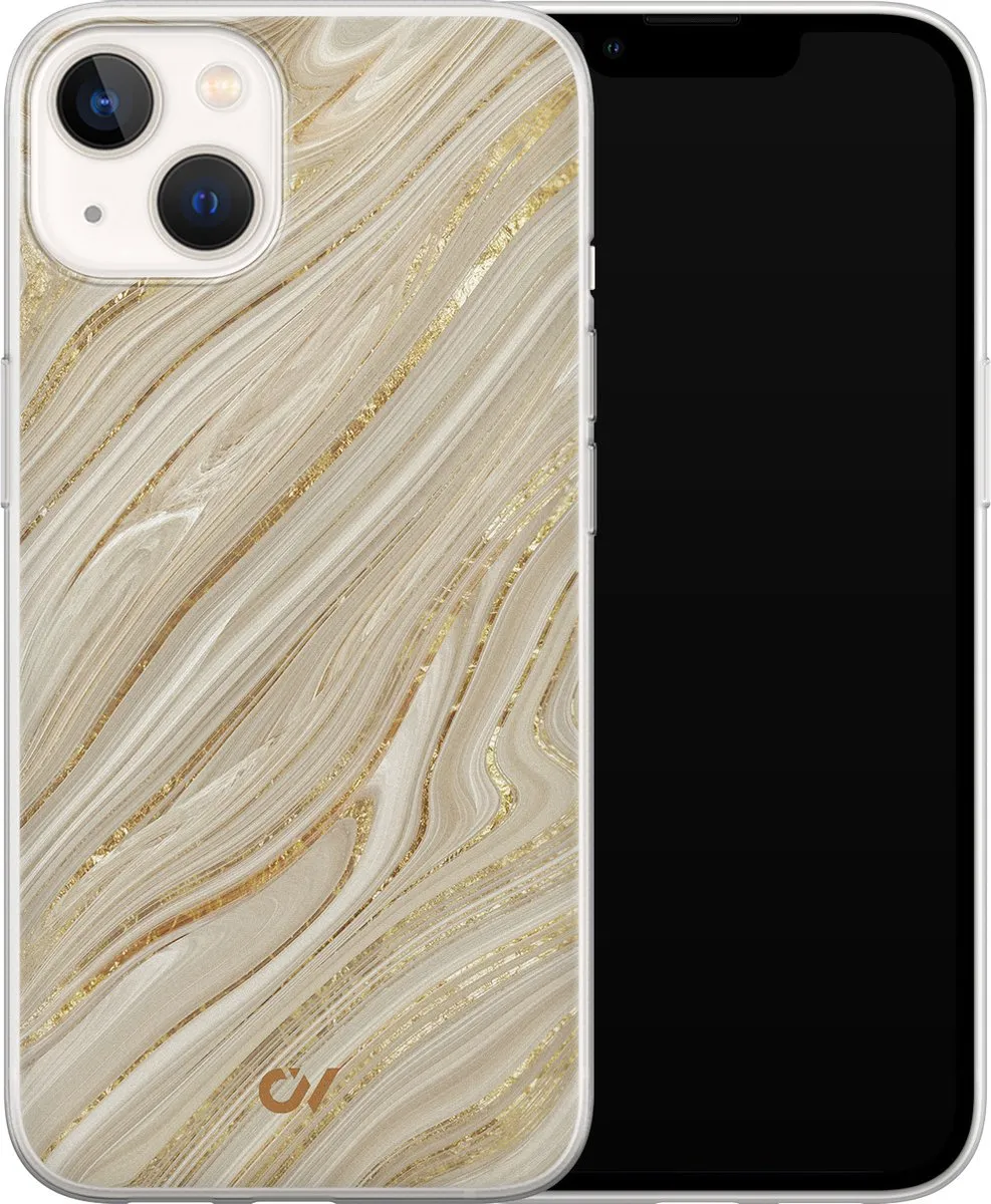 Casevibes Hoesje iPhone 13 Golden Marble - A/13/UV/024