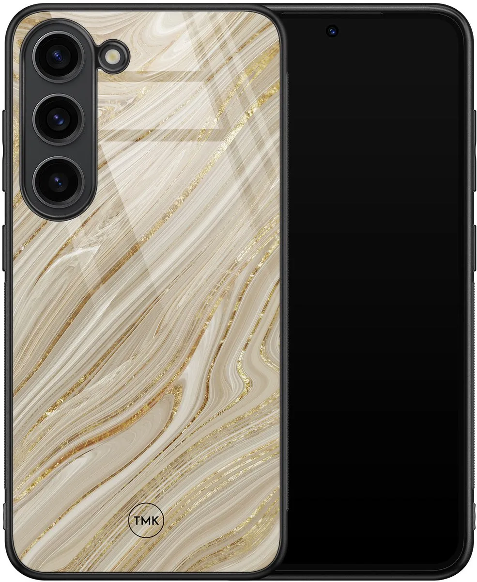 Casevibes Samsung Galaxy S23 Hoesje - Goud Marmer