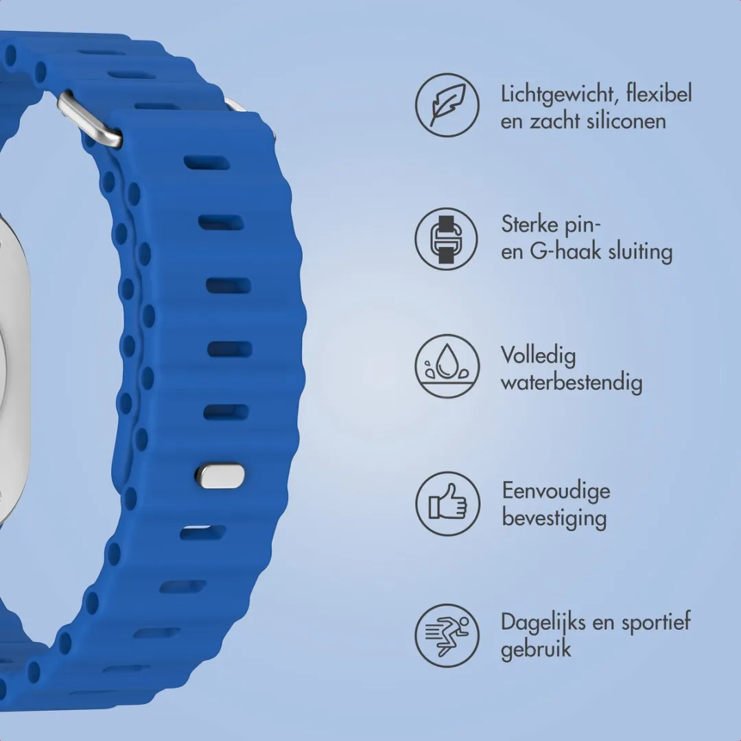 Accezz Siliconen Sportband Apple Watch - 44/45/46/49mm Royal Blue