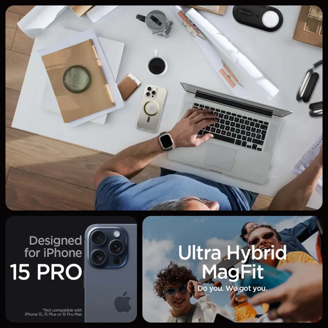 Spigen Ultra Hybrid MagFit ACS06718 iPhone 15 Pro Hoesje - Goud
