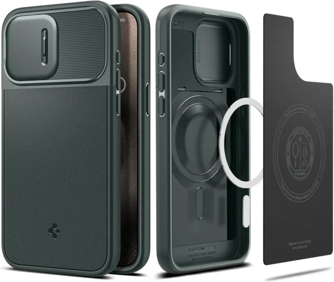 Spigen Optik Armor MagFit ACS06600 Hoesje - iPhone 15 Pro Max - Groen - afbeelding 6 van 6