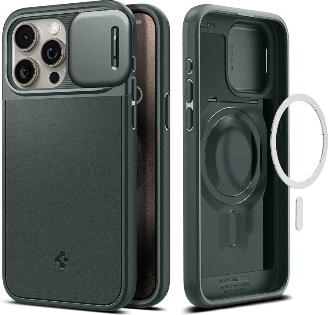 Spigen Optik Armor MagFit ACS06600 Hoesje - iPhone 15 Pro Max - Groen