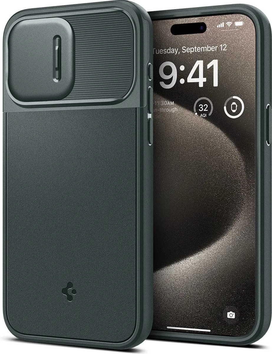 Spigen Optik Armor MagFit ACS06600 Hoesje - iPhone 15 Pro Max - Groen