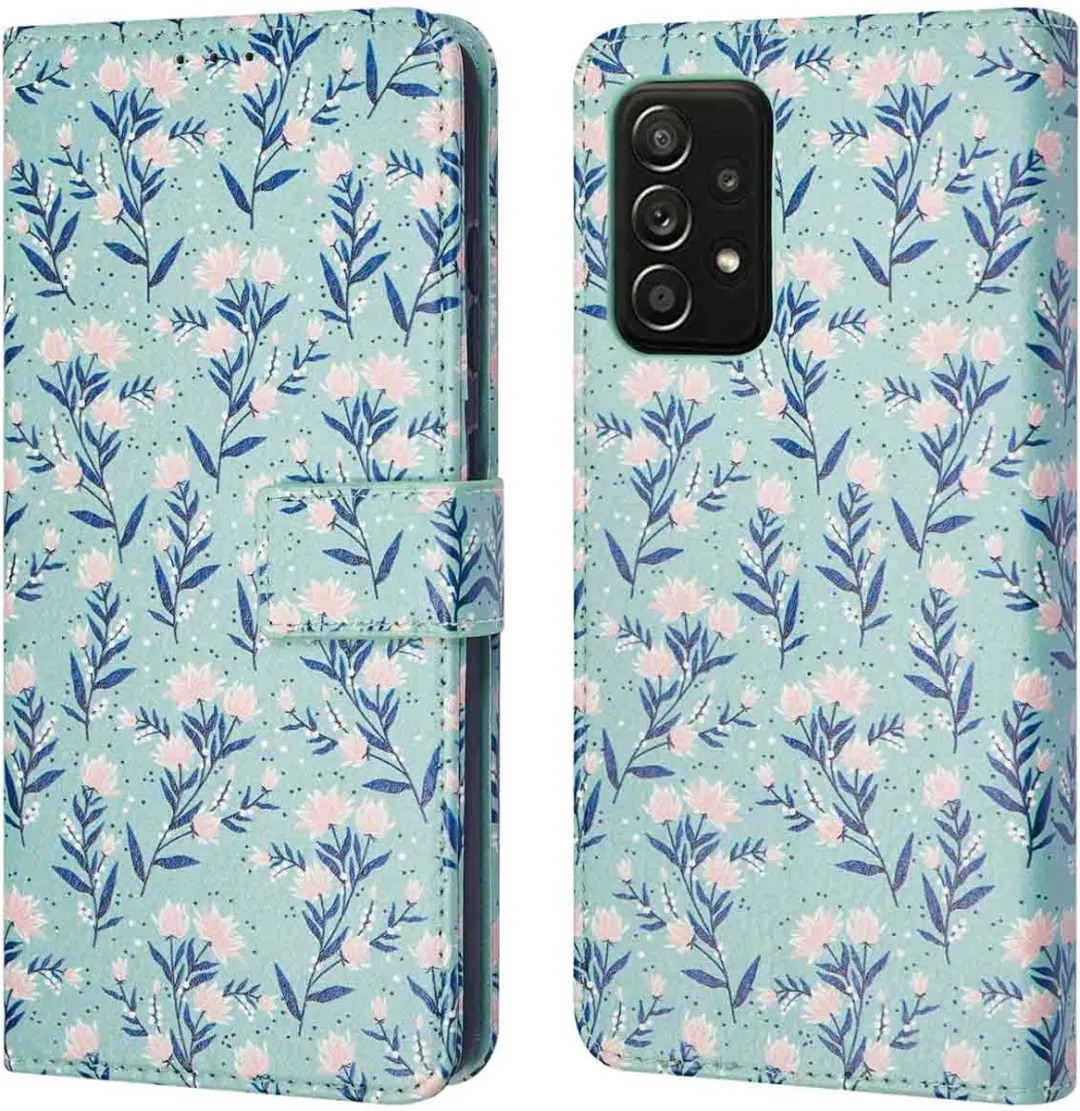 Imoshion Hoesje Samsung Galaxy A52 - Blue Flowers - 3 Pasjes