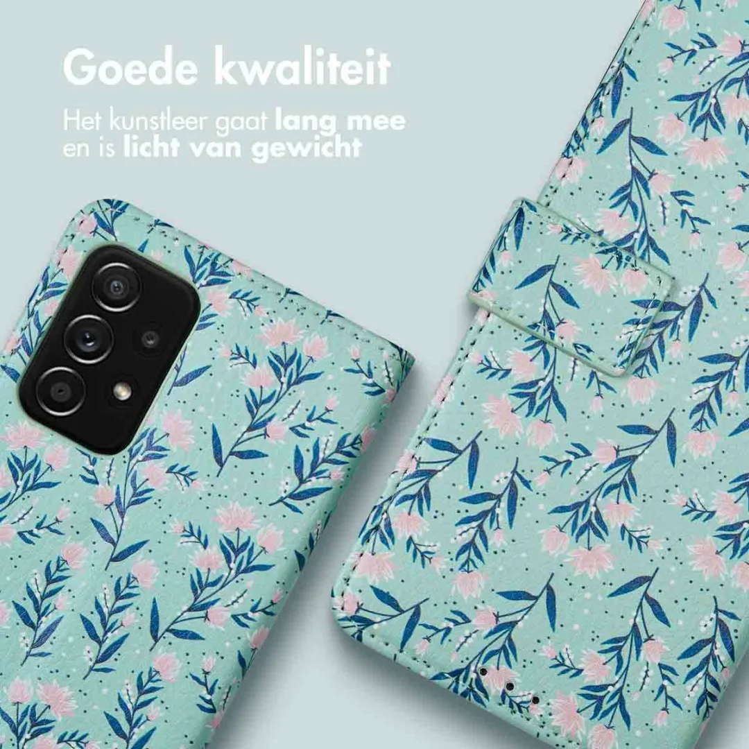 Imoshion Hoesje Samsung Galaxy A52 - Blue Flowers - 3 Pasjes