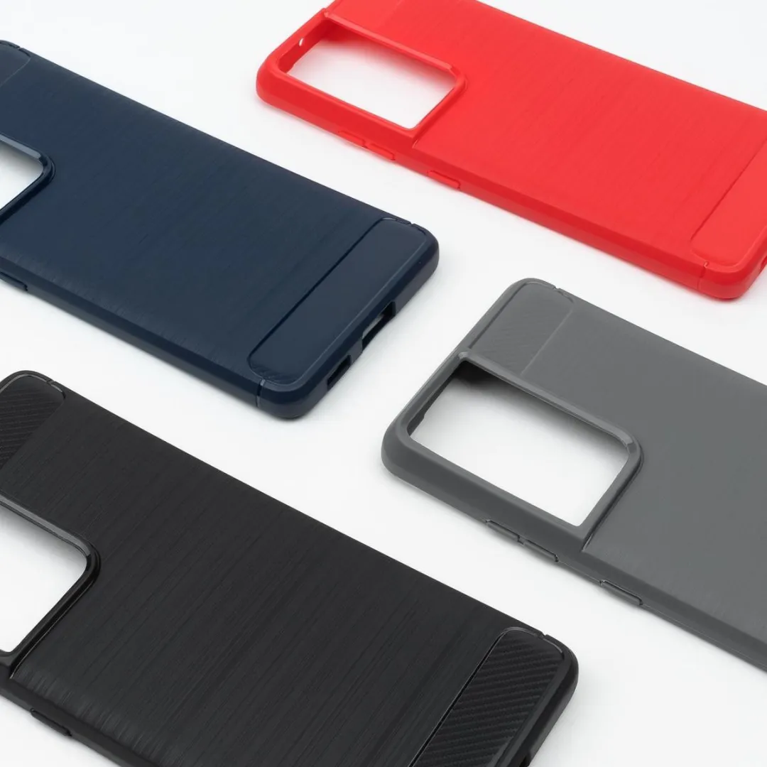 BMAX Carbon Samsung Galaxy S21 Ultra Hoesje - Grijs