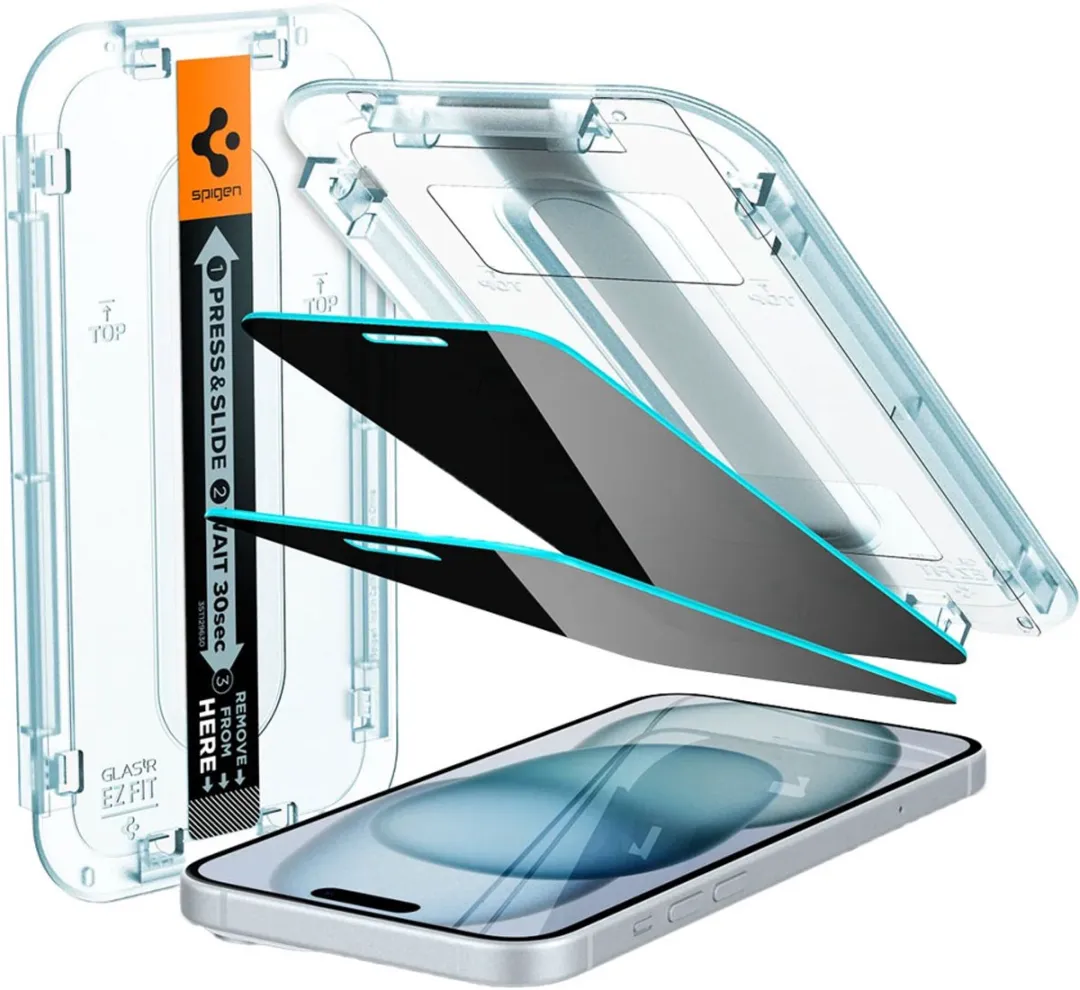 Spigen EZ Fit Glas.tR iPhone 16/15 Plus Privacyglas