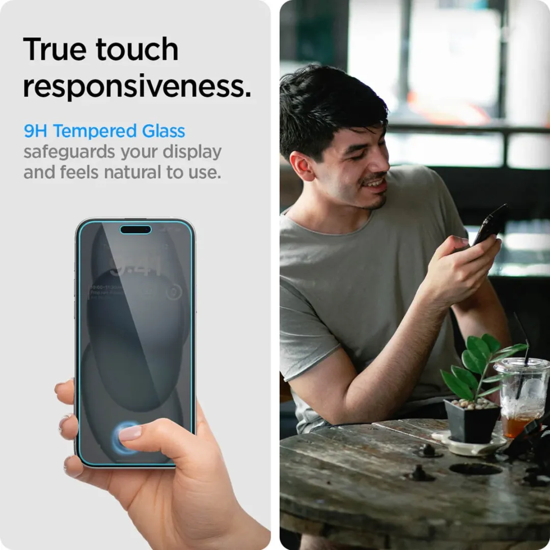Spigen EZ Fit Glas.tR iPhone 16/15 Plus Privacyglas - 2 Stuks