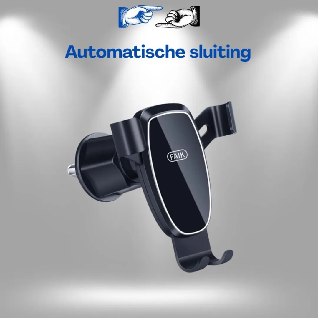 Lean Toys Gravity Auto Telefoonhouder 360° - Ventilatierooster - Zwart