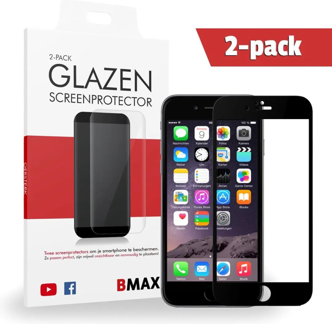 BMAX Full Cover Glazen Screenprotector iPhone 6/6S Plus