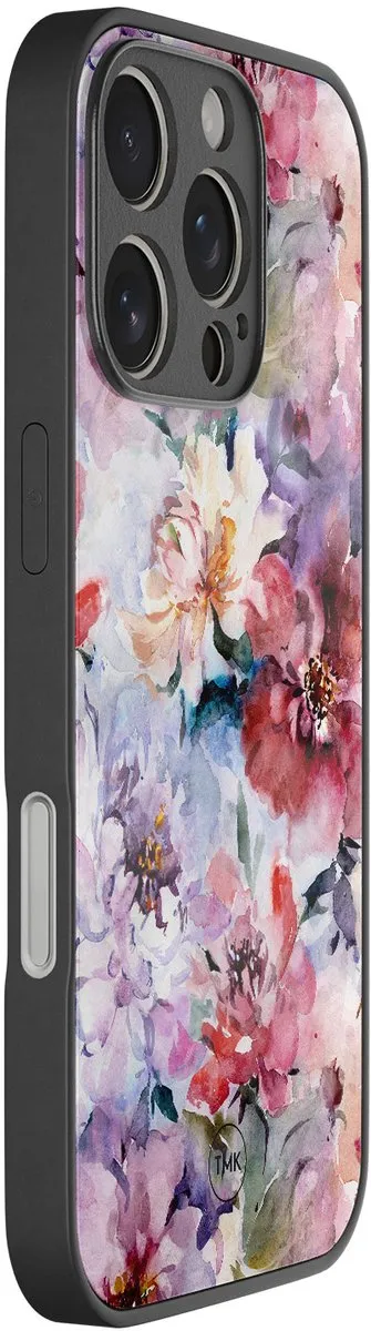 Casevibes iPhone 16 Pro Hoesje - Paars Bloemen Acryl
