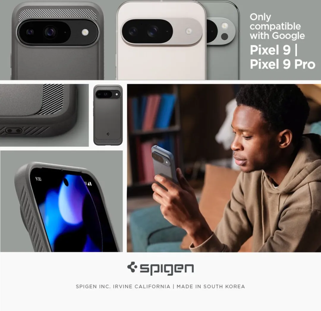 Spigen Rugged Armor Hoesje 8809971227186 - Google Pixel 9/9 Pro - Carbon Grijs