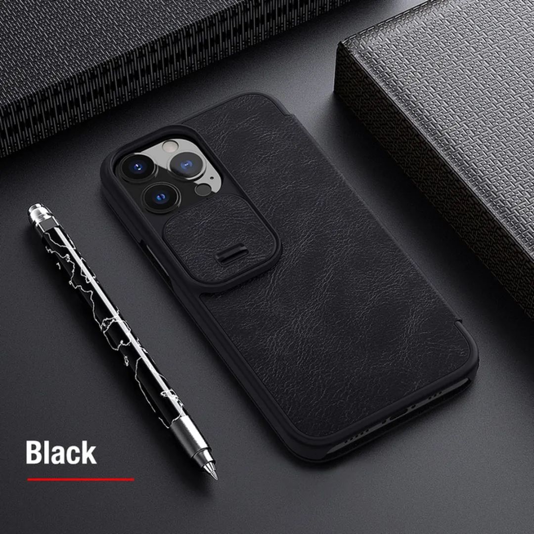 Nillkin Qin Pro CamShield Book Case - iPhone 13 Pro - Zwart