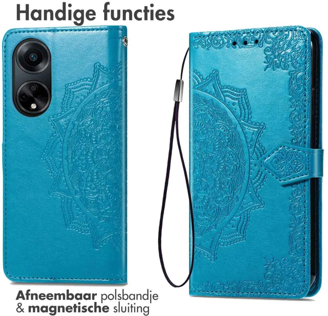 imoshion Hoesje Oppo A98 Mandala Bookcase - 3 Pasjes - Turquoise