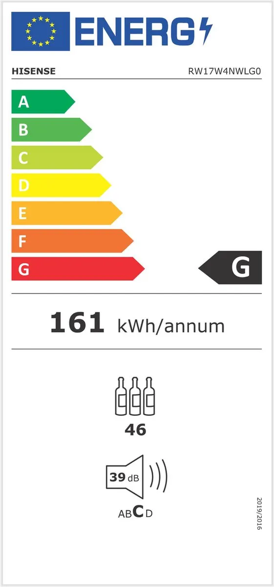 Hisense RW17W4NWLG0 wijnkoeler Compressorwijnkoeler Vrijstaand 32 fles(sen)