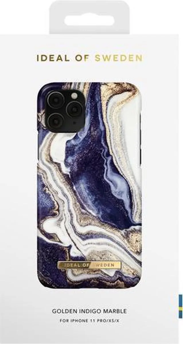 iDeal of Sweden iPhone 11 Pro Hoesje Indigo Marble - Blauw/Goud - afbeelding 4 van 6