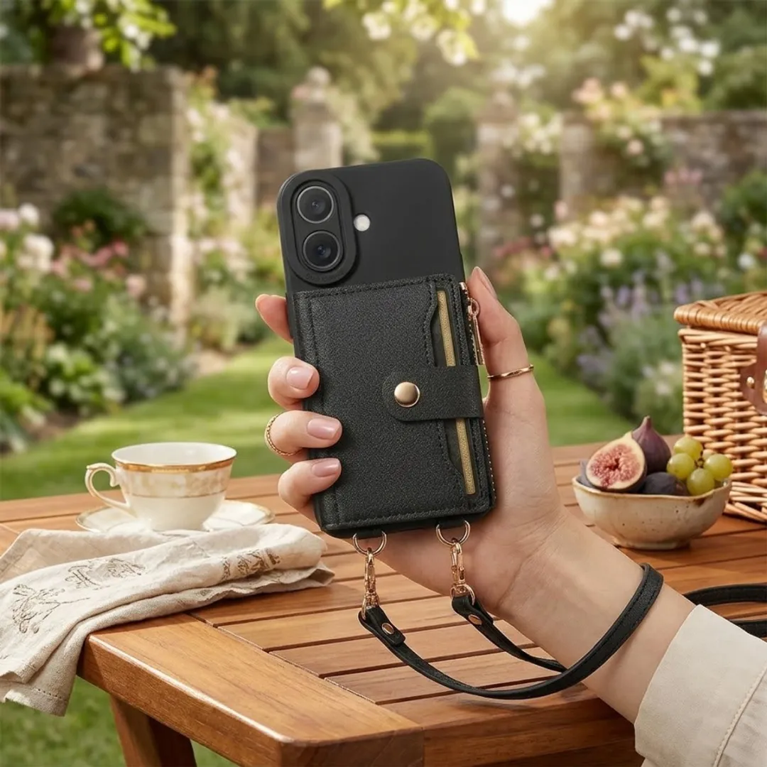 NUVEX iPhone 16 Plus Hoesje met Portemonnee - Zwart