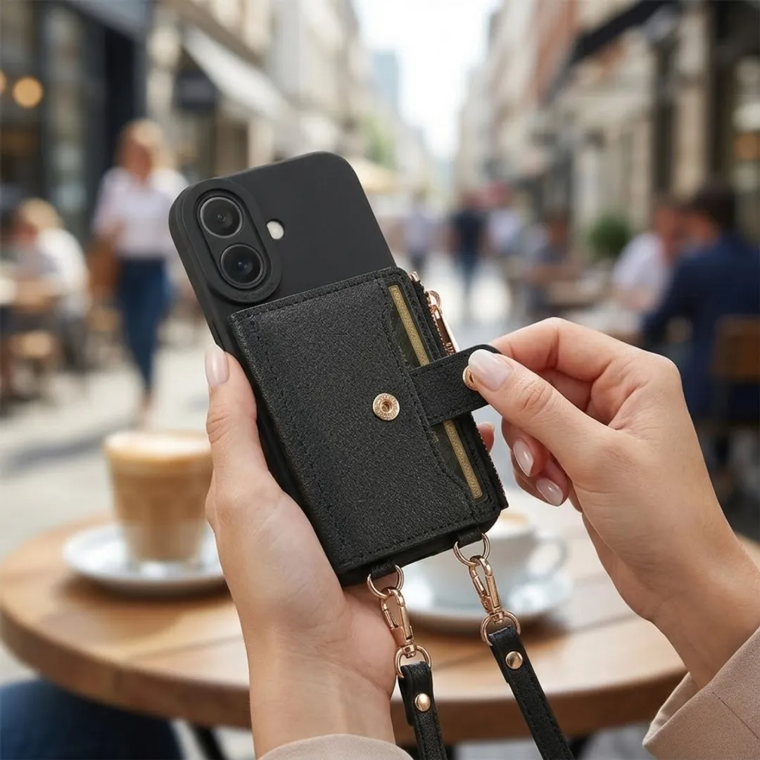 NUVEX iPhone 16 Plus Hoesje met Portemonnee - Zwart
