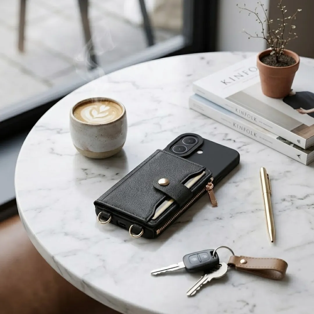 NUVEX iPhone 16 Plus Hoesje met Portemonnee - Zwart
