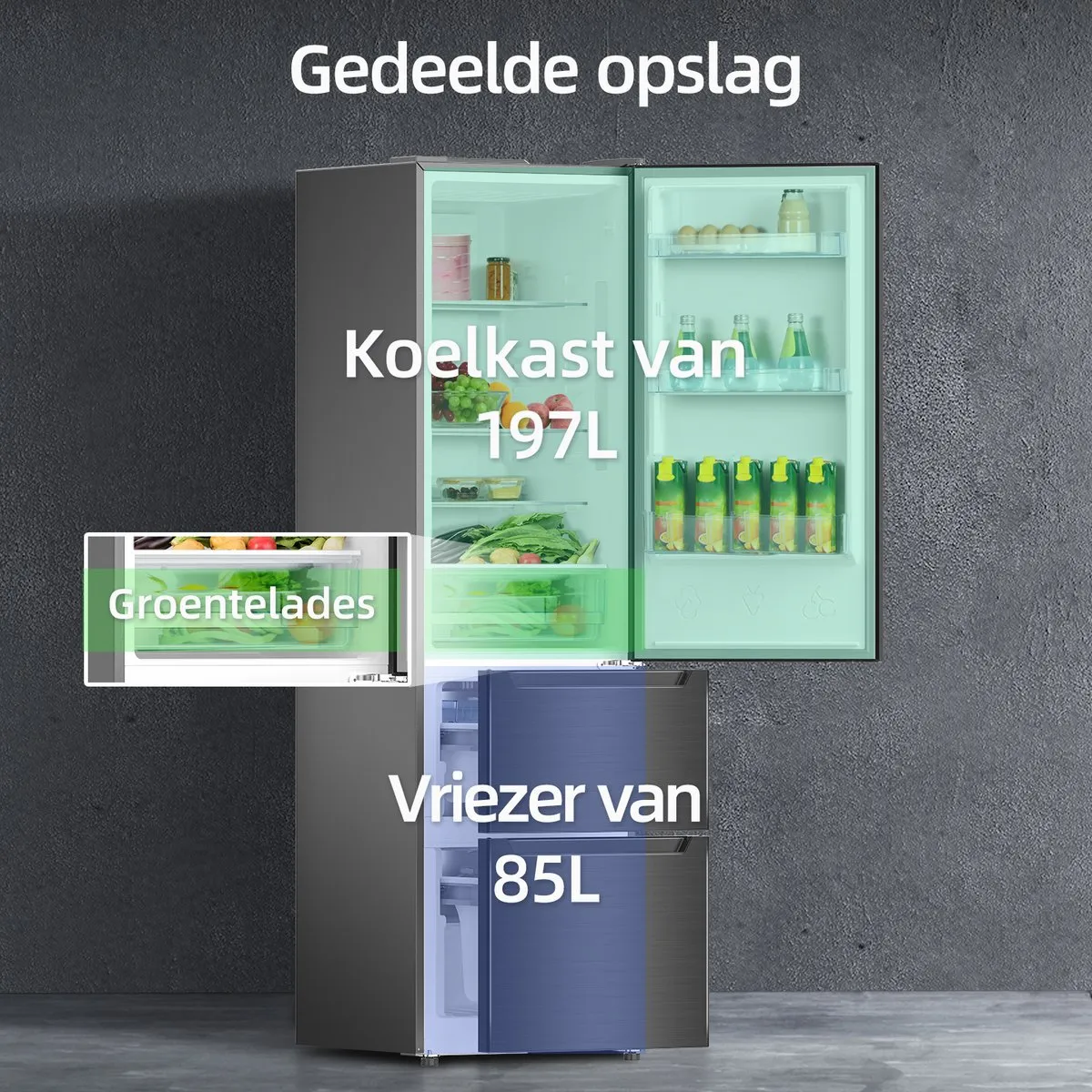 CHiQ CID282NEIBE Koel-vriescombinatie 282L - No Frost - 3 Deuren
