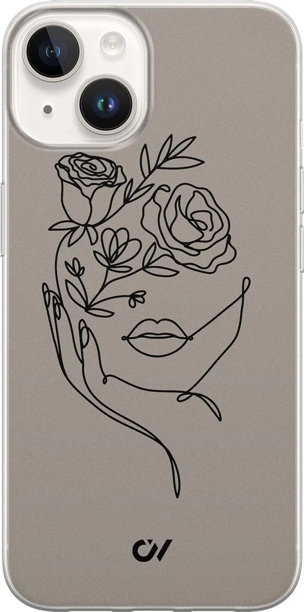 Casevibes Hoesje iPhone 14 Oneline Face Flower