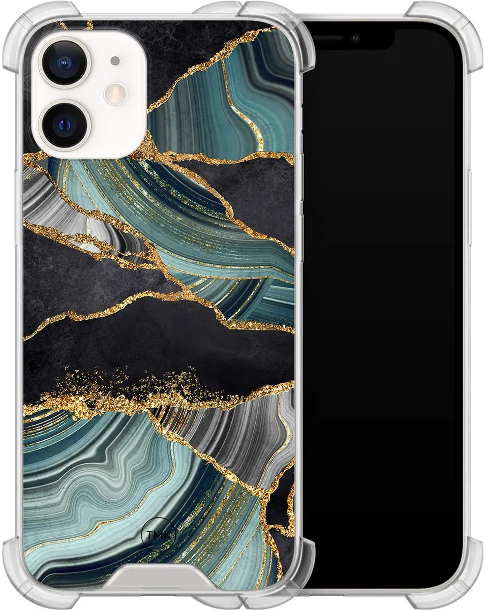 Casevibes iPhone 12 Mini Shockproof Hoesje A/i12m/S/017 - Marble Jade Stone