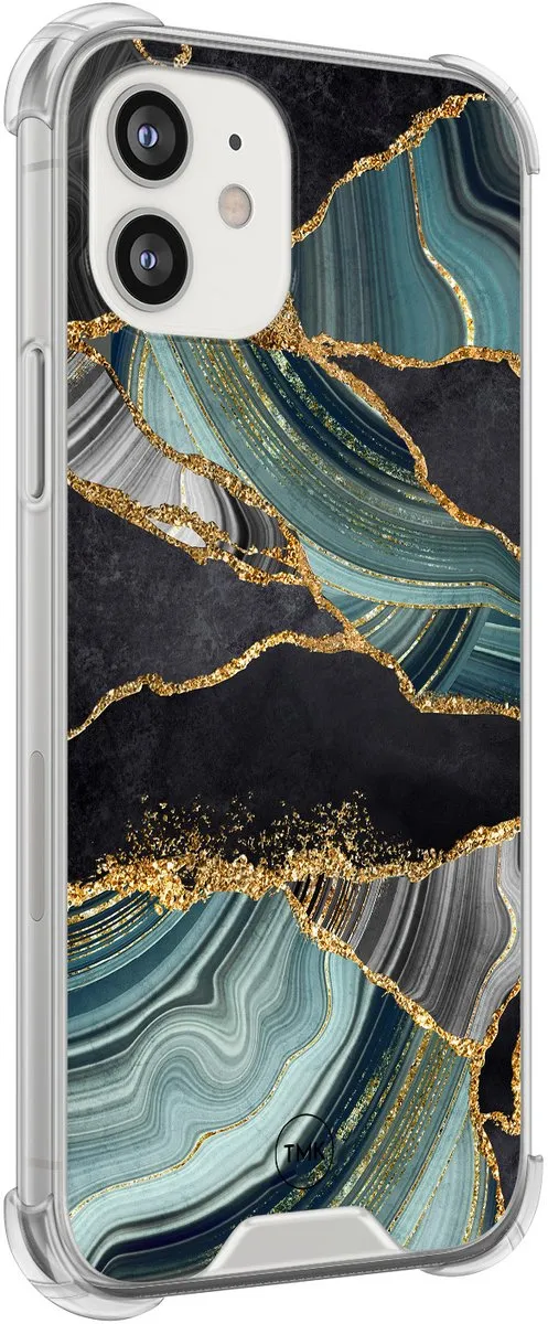 Casevibes iPhone 12 Mini Shockproof Hoesje A/i12m/S/017 - Marble Jade Stone