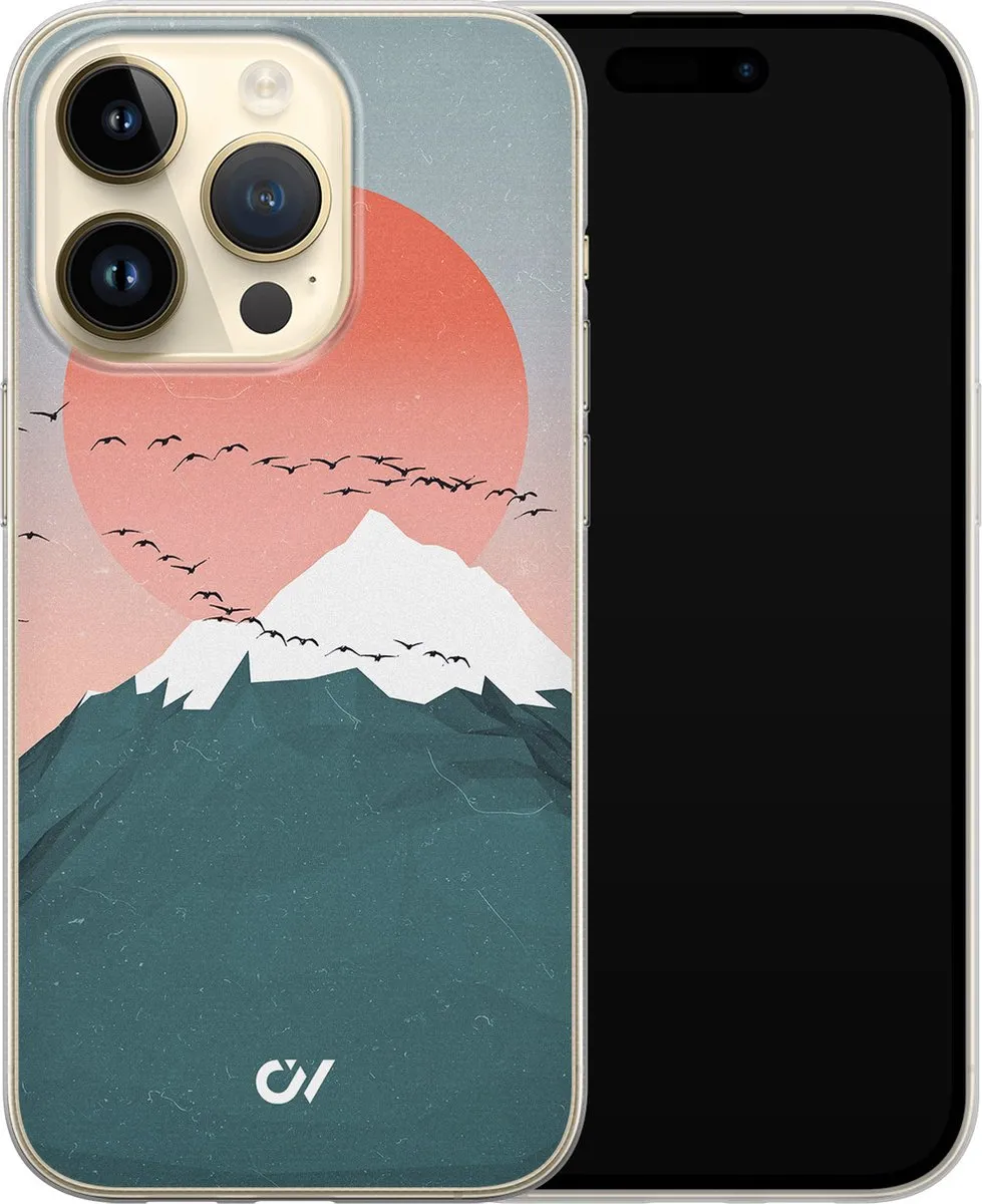Casevibes Hoesje iPhone 14 Pro Mountain Birds - Blauw - A/14P/UV/030