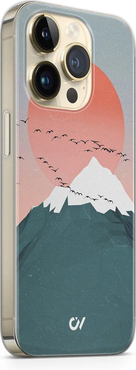 Casevibes Hoesje iPhone 14 Pro Mountain Birds - Blauw - A/14P/UV/030