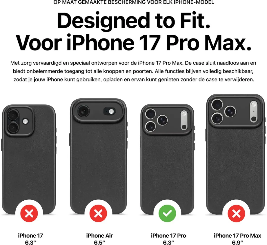 Decoded DEC2171 2-in-1 Leren Hoesje - iPhone 17 Pro Max - 3 Pasjes - Zwart