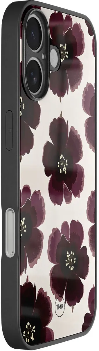 Casevibes iPhone 16 Hoesje - Paars Burgundy Flowers