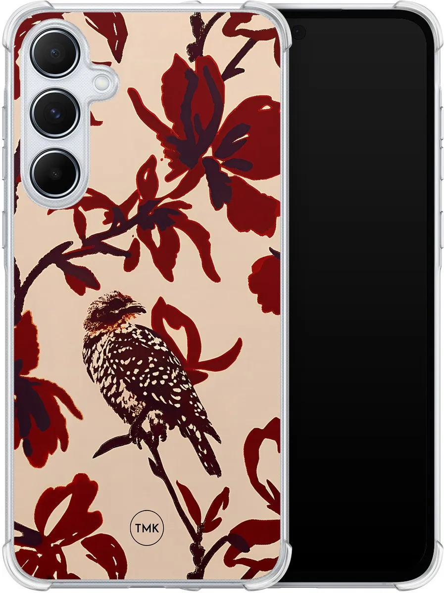 Casevibes Shockproof Hoesje Samsung Galaxy A55 S/A55/S/002 - Rood Bloemenpracht