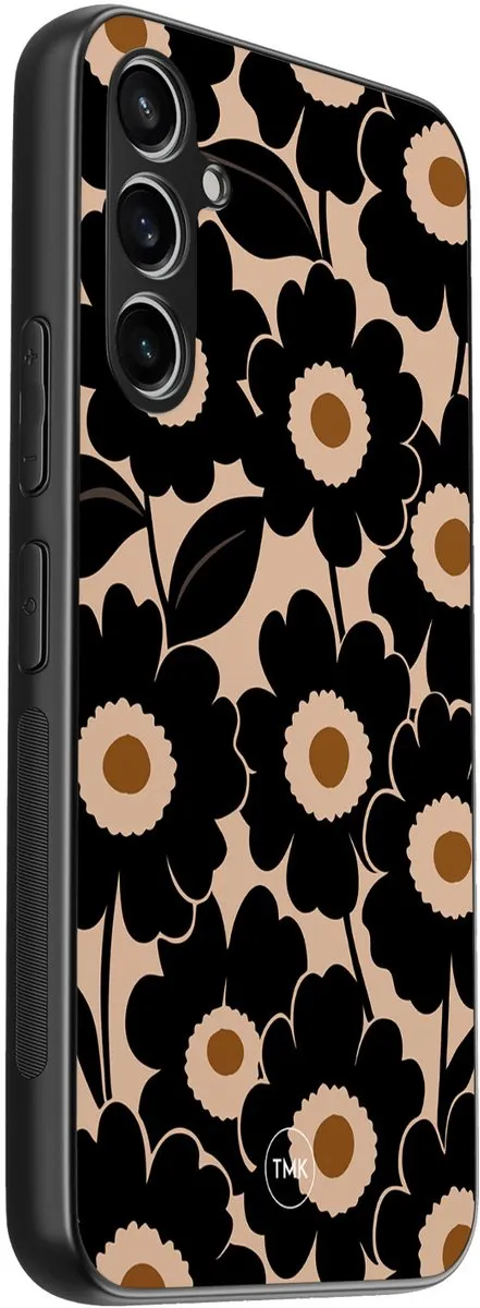 Casevibes Galaxy A54 Hoesje - Zwart/Bruin Bloom Luxe - TPU