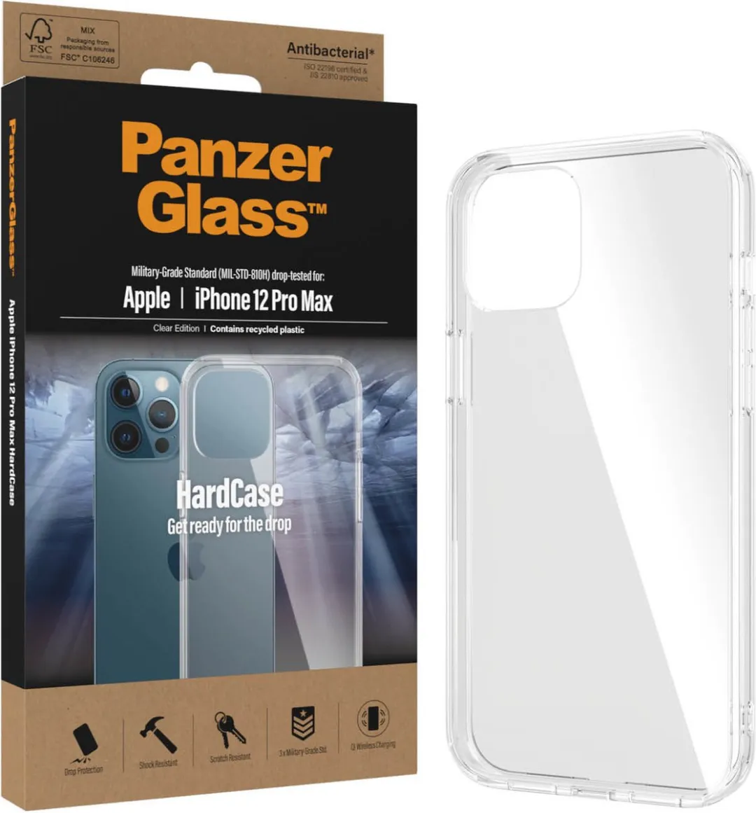 PanzerGlass ClearCase Antibacterieel Hoesje iPhone 12/Pro/Max - Transparant
