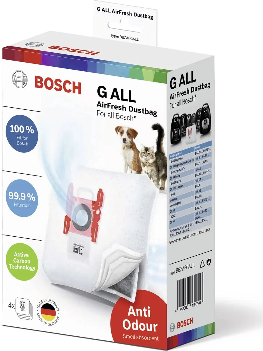 Bosch BBZAFGALL Stofzuigerzakken - 4 Stuks - o.a. Samsung