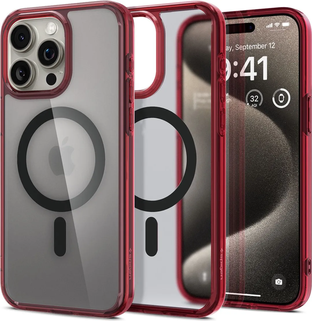Spigen Ultra Hybrid Hoesje iPhone 15 Pro Max - Rood - MagSafe