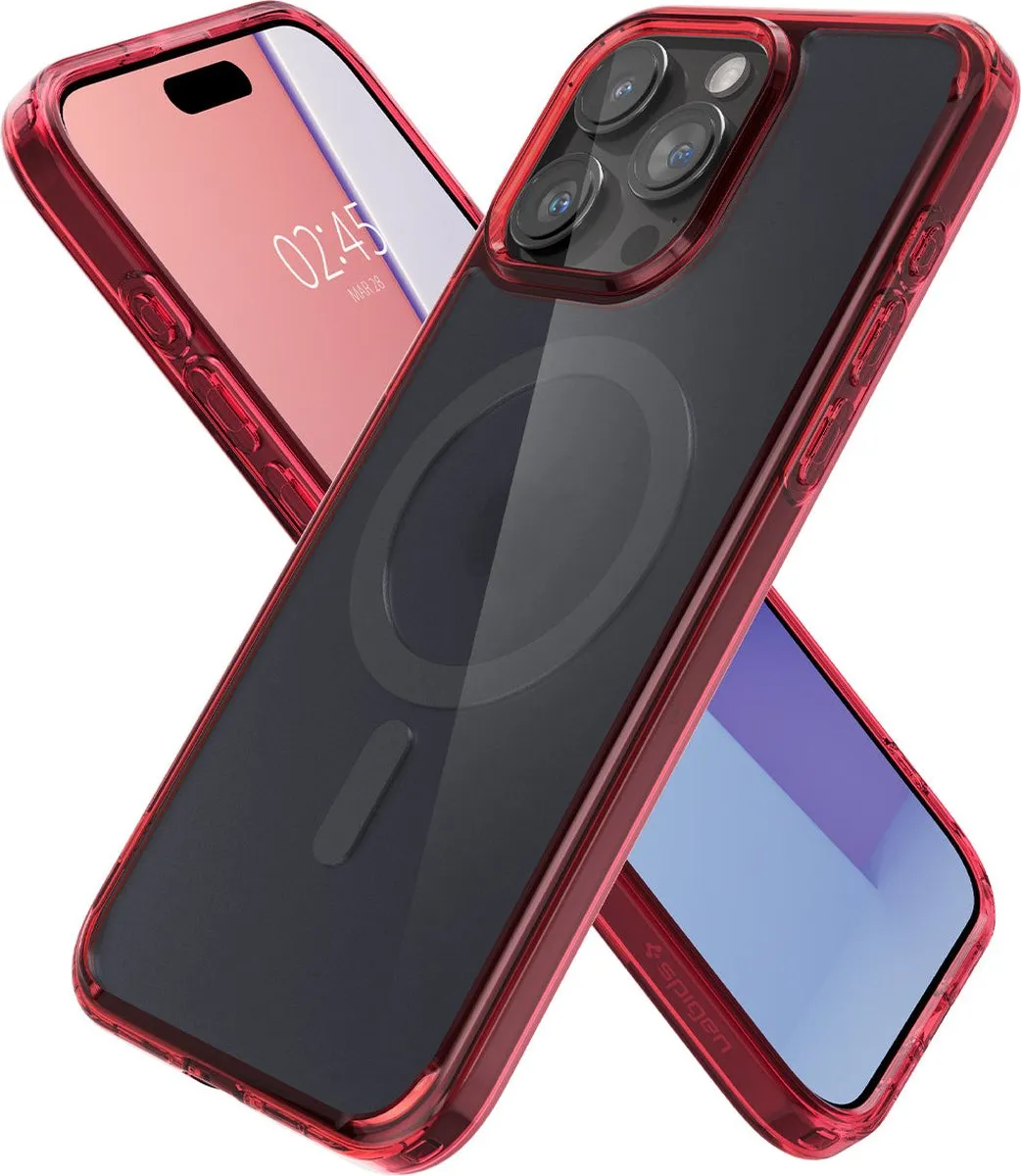 Spigen Ultra Hybrid Hoesje iPhone 15 Pro Max - Rood - MagSafe