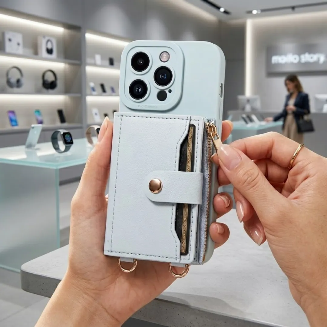 NUVEX iPhone 15 Pro Max Hoesje Lichtblauw - Portemonnee 4 Pasjes