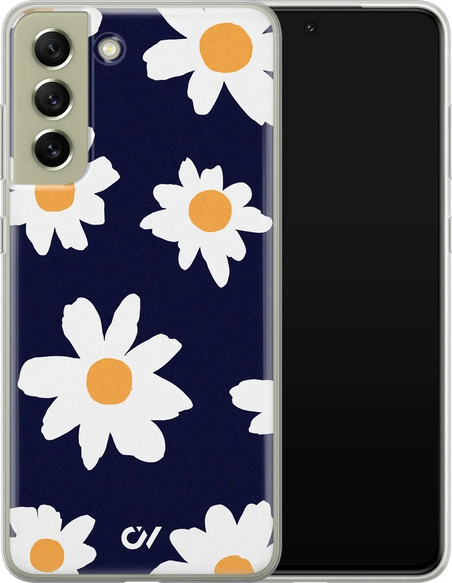 Casevibes Galaxy S21 FE Hoesje - Blauw Sweet Daisies