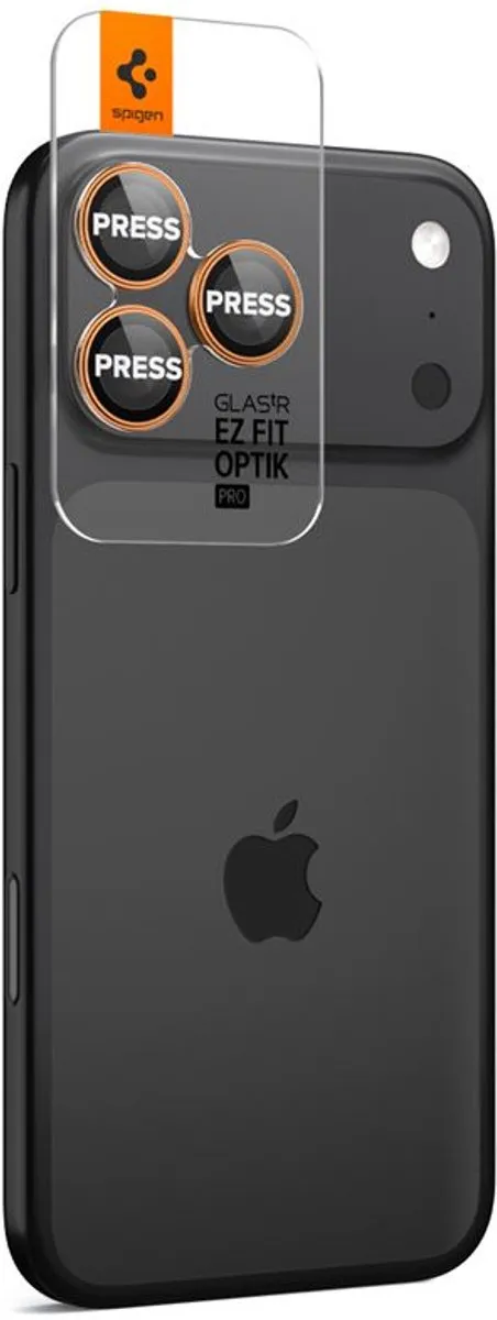 Spigen Optik Pro EZ Fit Lens Protector - iPhone 17/16/15/14 Pro (Max) - 2 Stuks - Oranje - afbeelding 6 van 6
