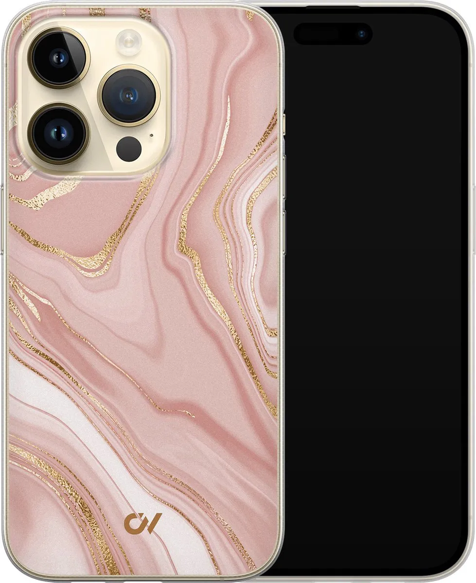 Casevibes Hoesje iPhone 14 Pro Rose Marble - A/14P/UV/014